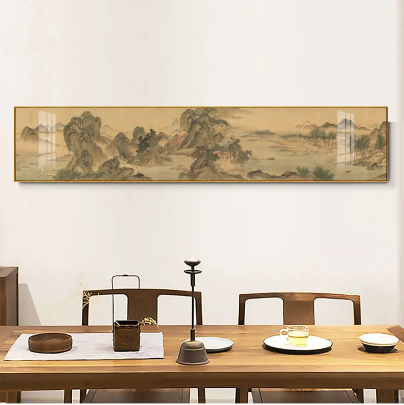 Retro Chinese Scenery Style Canvas Print Landscape  Bedside Ornament Wall Picture Painting Poster Art Bedroom Home Decor10