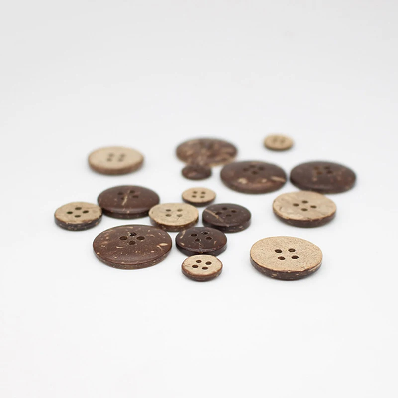 10Pcs/Set Natural Eco-friendly Coconut Wood Buttons 4 Holes for Scrapbook Clothing DIY Crafts Sewing Accessories Wooden Button