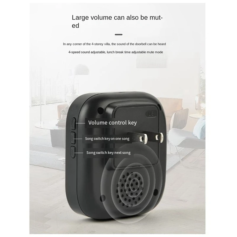 Bel Pintu Nirkabel Tahan Air Bel Pintu Pintar IP68 Bel Pintu Rumah Cerdas 38 Lagu Kontrol Volume 4 Tingkat