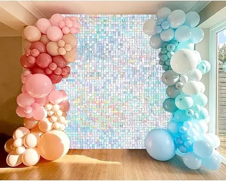 Shimmer Wall Backdrop Sequin Panels 12 Packs-Sparkly Backdrop for Bridal Shower Birthday Backdgrounds Advertising Rainbow Silver