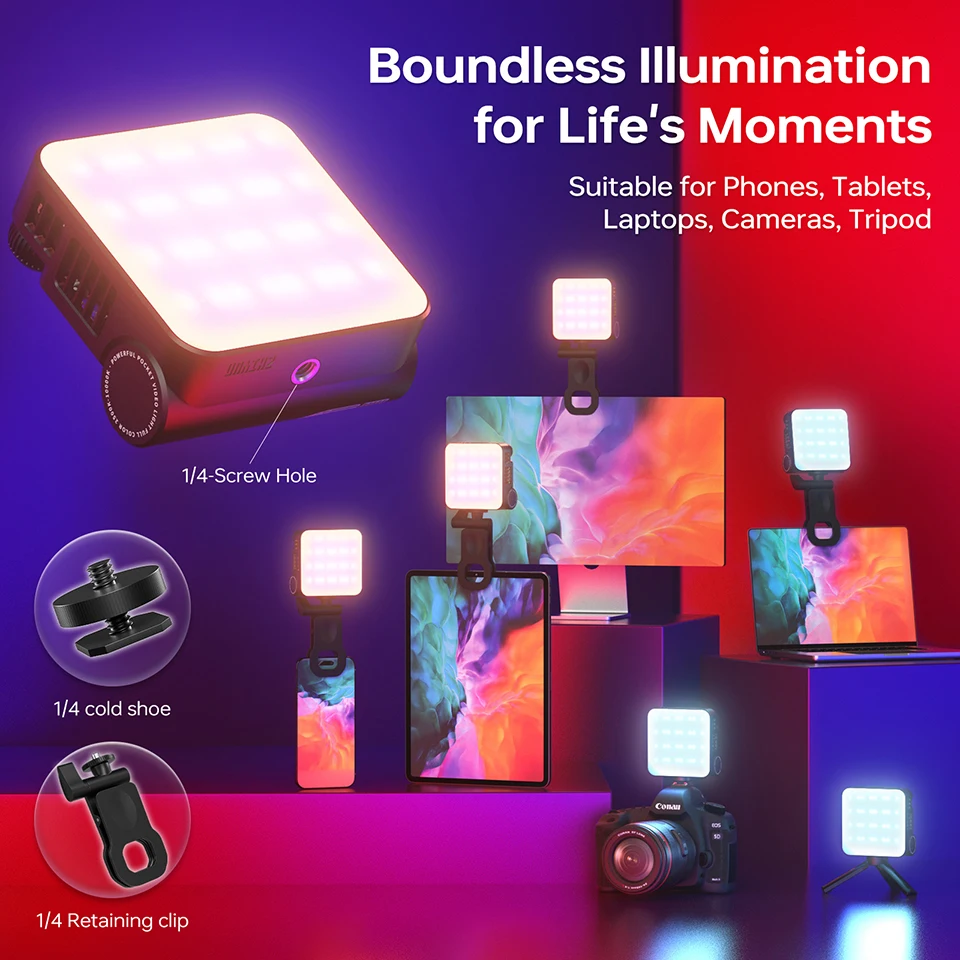 ZHIYUN-luz de bolsillo RGB CM15 15W, 2500-6500K, 18 efectos dinámicos integrados, Mini Luz de relleno LED para fotografía