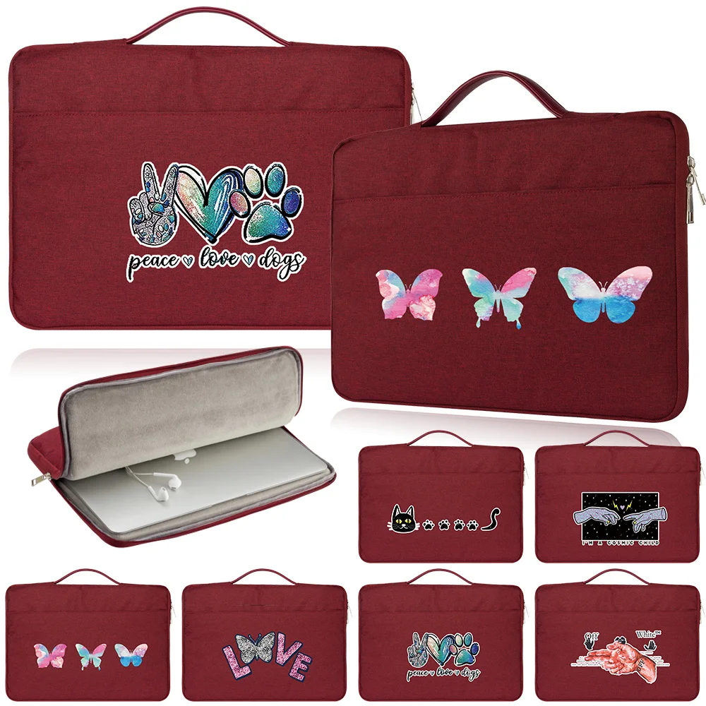 

11 12 13 14 15 Inch Wine Red Notebook Sleeve Universal Briefcase Bag Butterfly Computer Accessories Portable Laptop Bag