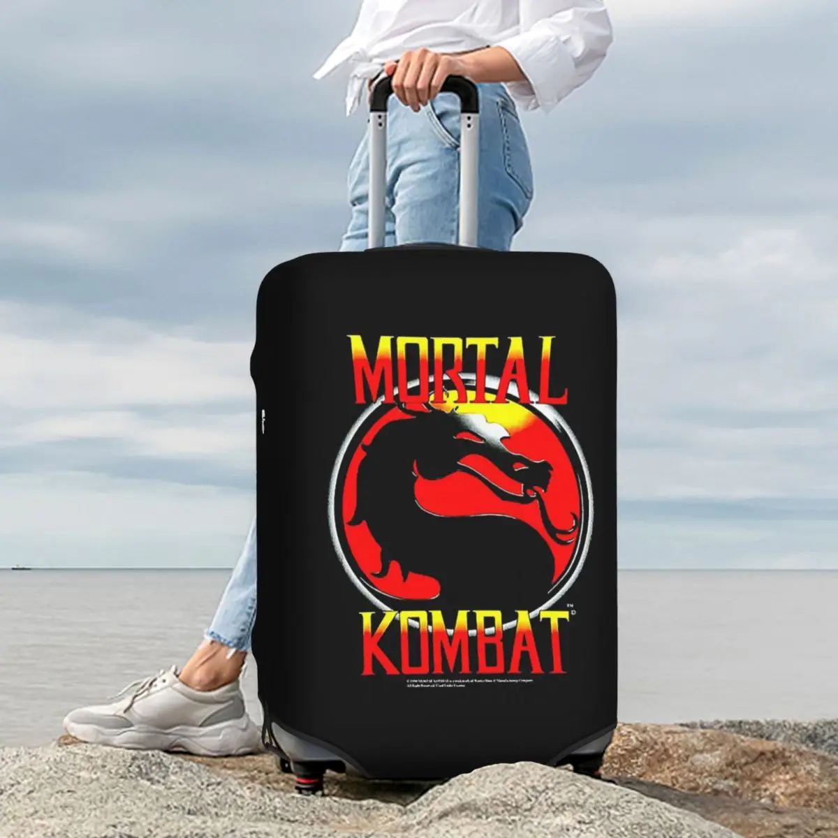 غطاء حماية لحقيبة Mortal Kombat، أغطية حماية مرنة لرحلات الأمتعة مقاس 18-32 بوصة