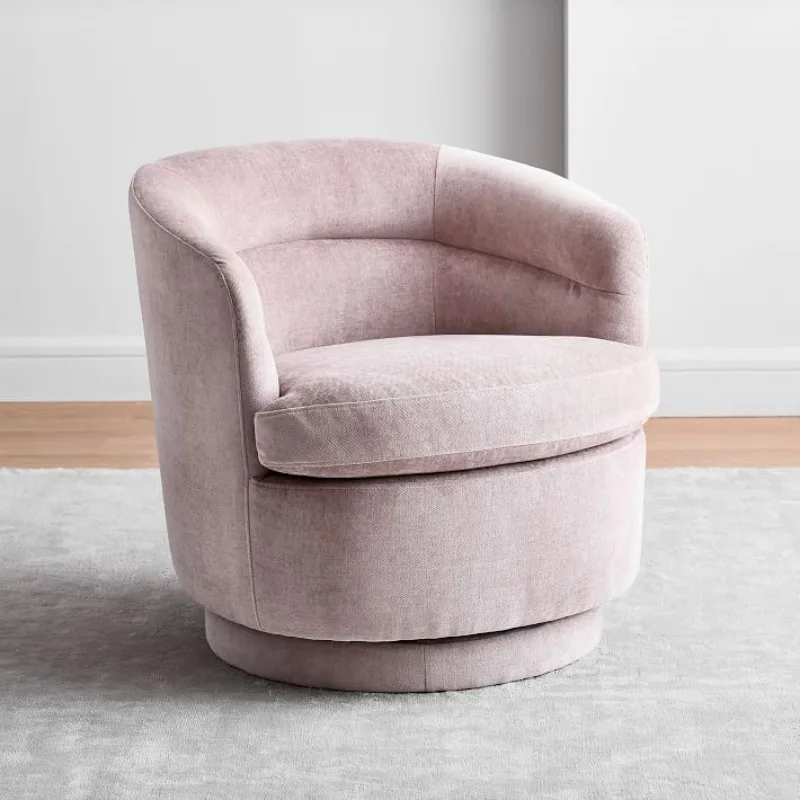 

Nordic light luxury cotton and linen fabric sofa living room chair beauty salon leisure reception single sofa chair rotating sof