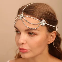 Fashion Women Bohemian Rhinestones Gypsy Head Chain Hair Accessories for Bridal and Girls Belly Dance Wedding 1920s Women Gifts