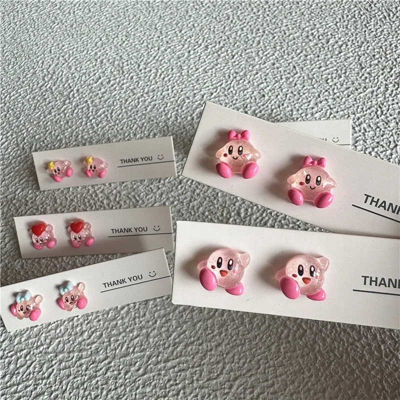 Kirby ต่างหูเข็มเงินการ์ตูน MINI เครื่องประดับต่างหูแฟชั่นผู้หญิงเจาะหูอุปกรณ์เสริมอะนิเมะส่วนบุคคลต่างหู
