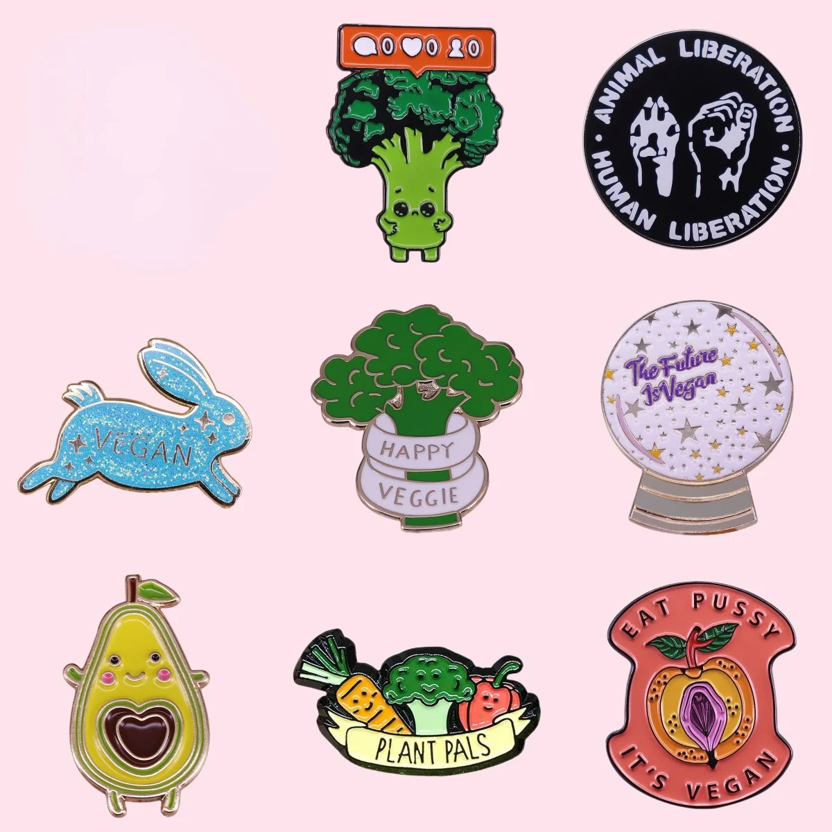 Vegetarianismo Spille smaltate Broccoli personalizzati Avocado Figa Verdure Coniglio Cartoon Soggiorno sano Spille Gioielli Regali all\'ingrosso