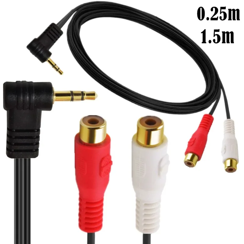 

Elbow Earphone Male Plug To Double Lotus Mother 3.5mm To 2rca Female Head One Point Two Audio Speaker Adapter Cable