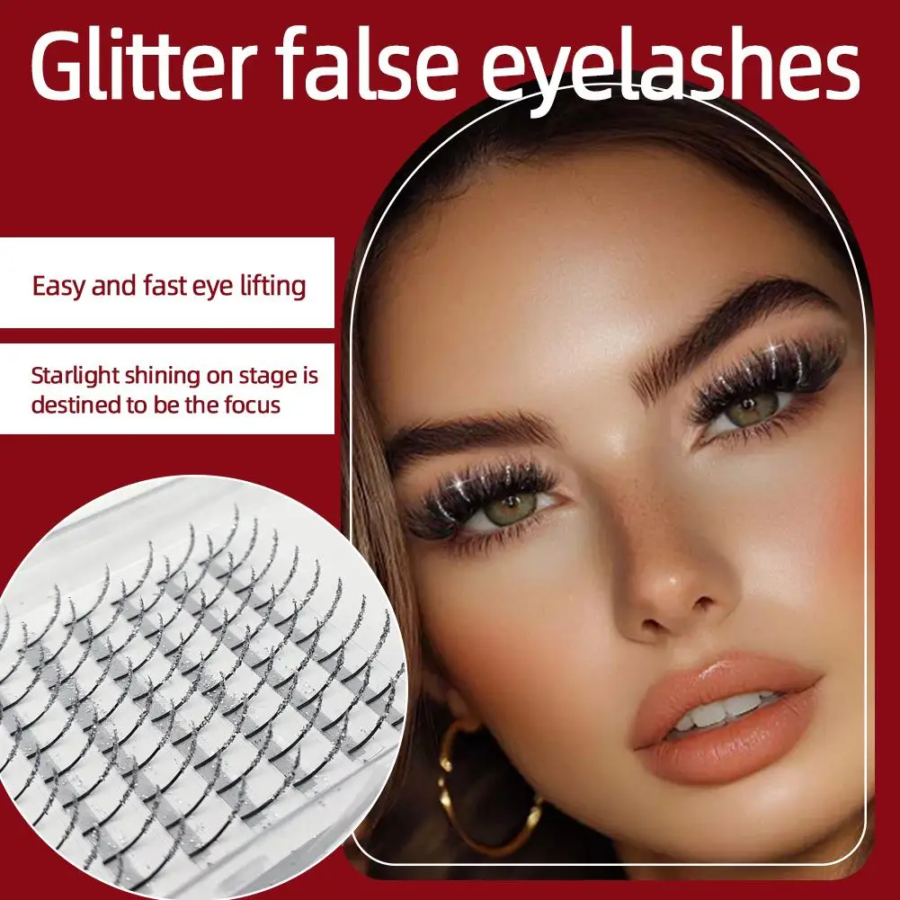 Cílios com glitter de natal, cílios individuais de strass prateados para maquiagem de festa, 120 peças de extensões de cílios postiços fofos i4g1