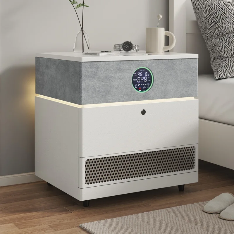 Smart air purifier bedside table Modern simple bedroom Multifunctional bedside table with fingerprint lock Wireless charging