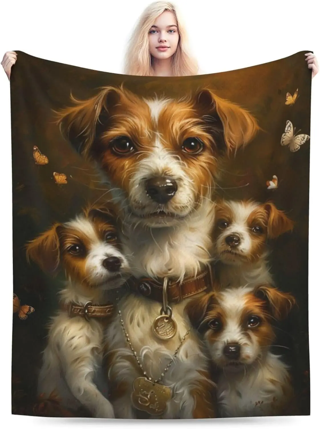 Ultra Soft Dog Puppy Flannel Blanket Pet Lover Gift Throw Cozy Warm Keepsake Wall Art Nursery Decoration