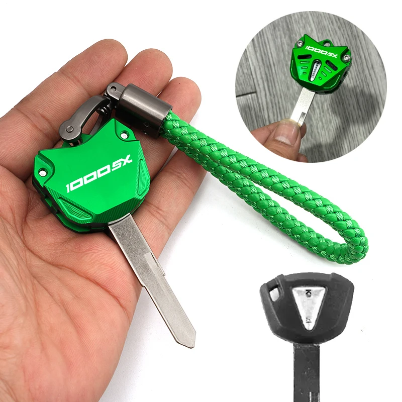 Motorcycle Key Shell Key Case Cover Key Chain Keyring New For Kawasaki NINJA1000 SX NINJA1000SX NINJA1000-SX CNC Accessories