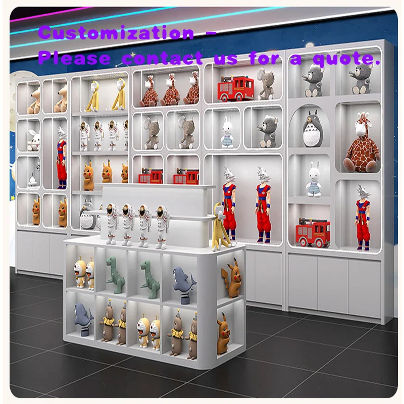 custom.Customizable Modern Video Game Animation City Display Cabinet 6 Shelves Wood Shelves Easy Assembly Freestanding Varnish D