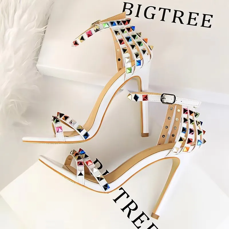 BIGTREE Sandals Roman Style Stiletto Heel 5