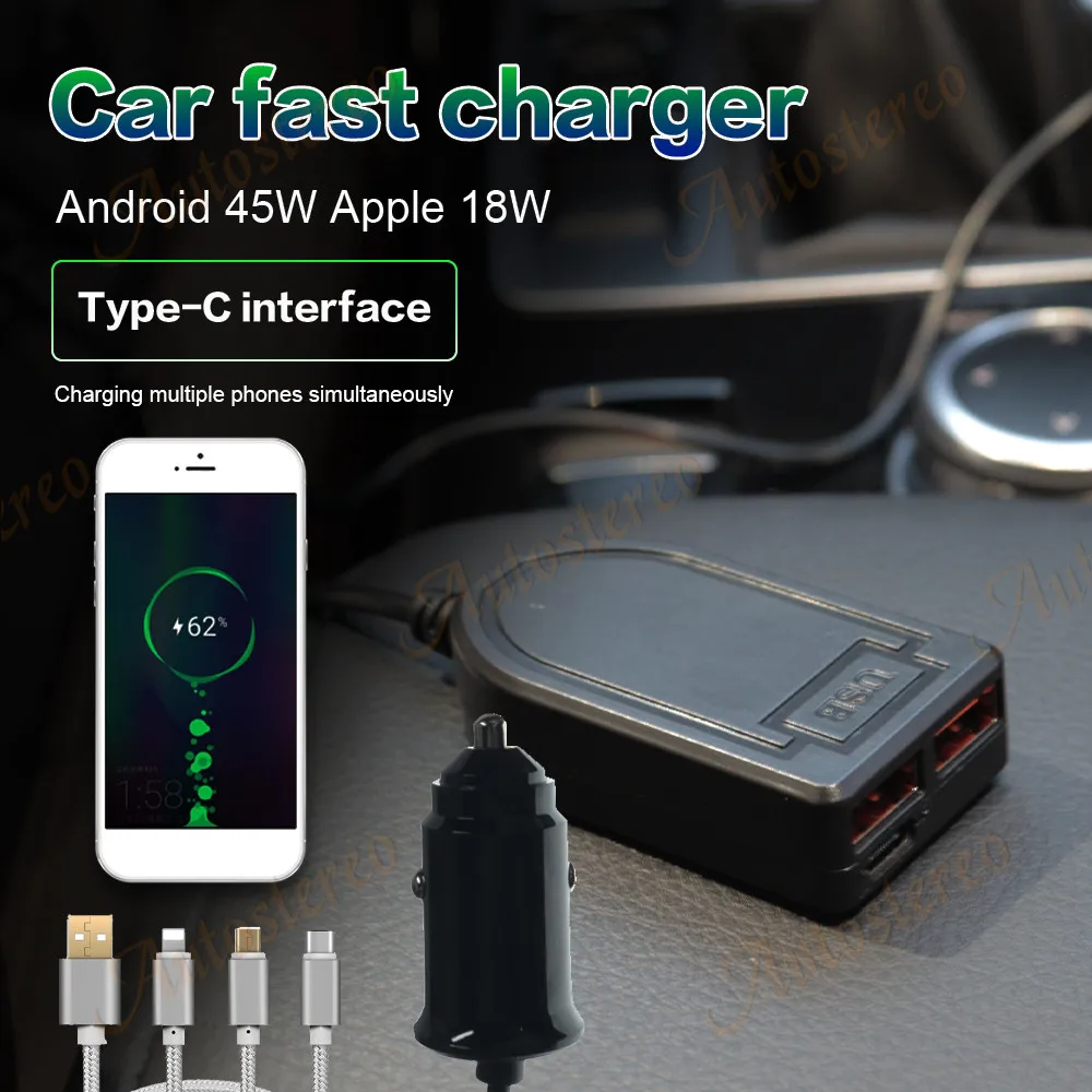 Type C 2 USB Ports Car Charger Aftermarket Car Charging Magsafe Auto Kits Fast Mobile Phone Adapter Power Vehicle Supplier