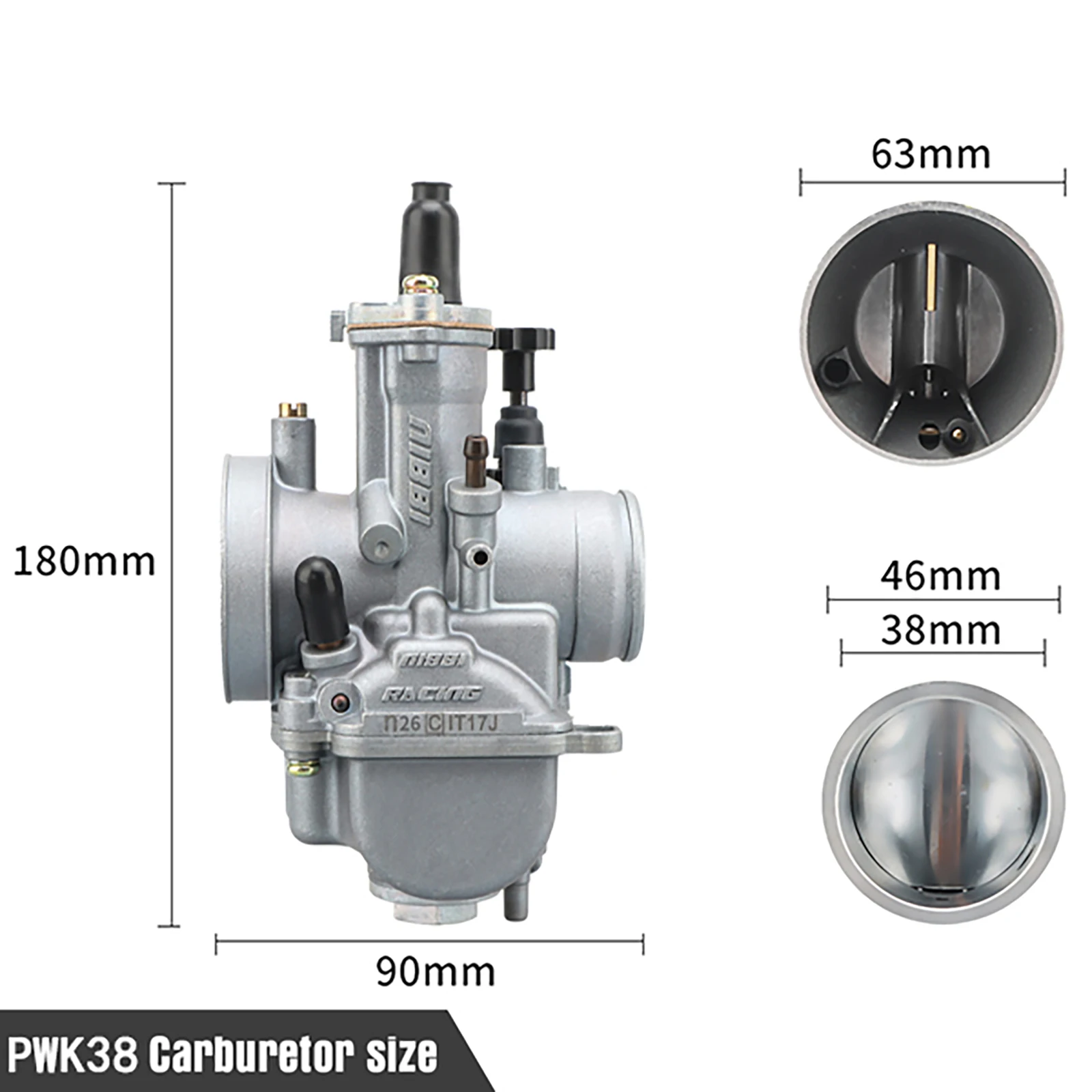 NIBBI 2T 4T PWK Vergaser PWK24/26/28/30/32/34/36/38/40mm mit Power Jet für 125cc-600cc Yamaha Suzuki Rennmotorräder – Detail 10