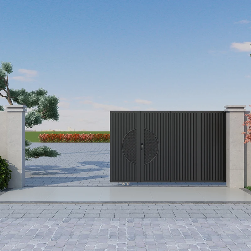 

New Model Modern Fence and Gate Main Gate Designs Black Grey Residential Garden Aluminium Swing Gates Double Door Gate