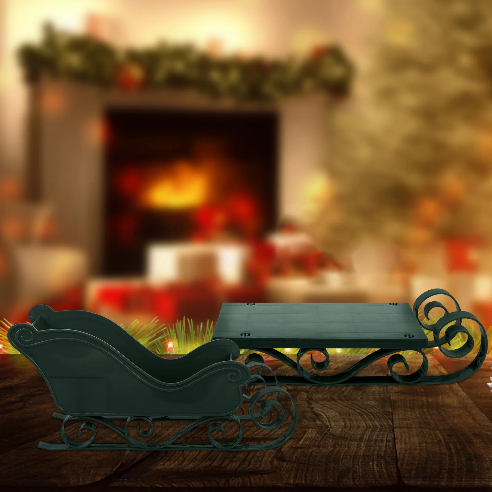 

2Pcs Christmas Sleigh Decor Miniature Skiing Board Desktop Ornament Holiday Atmosphere Xmas Decor Christmas Sleigh Ornament