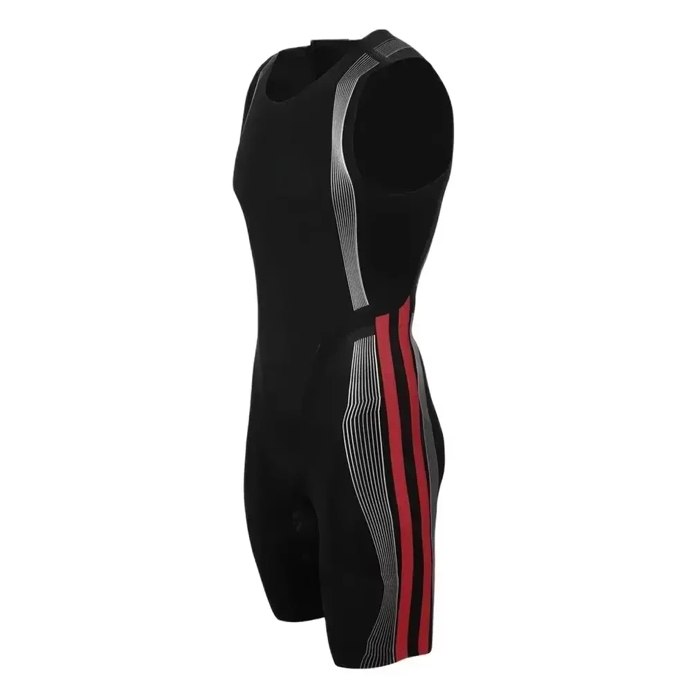 Triathlon Skinsuits Men Sleeveless Cycling Suit Ciclismo Team Road Bicycle Clothes Back Zipper Bike Jersey Jumpsuit Trisuit