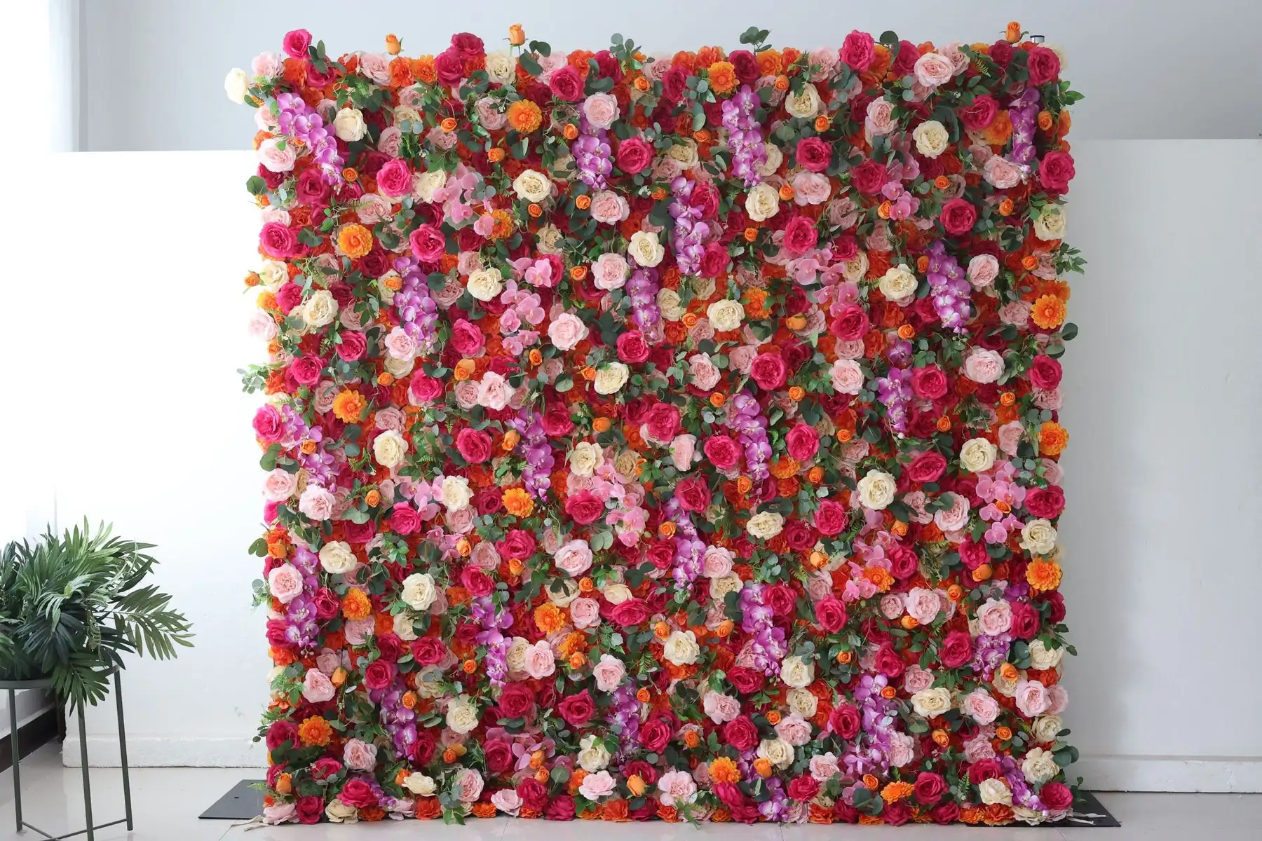 Mixed Flower Series Orange Rose Purple Phalaenopsis Deluxe Edition 5D Floral Wall Wedding Backdrop Event Party Decoration Props