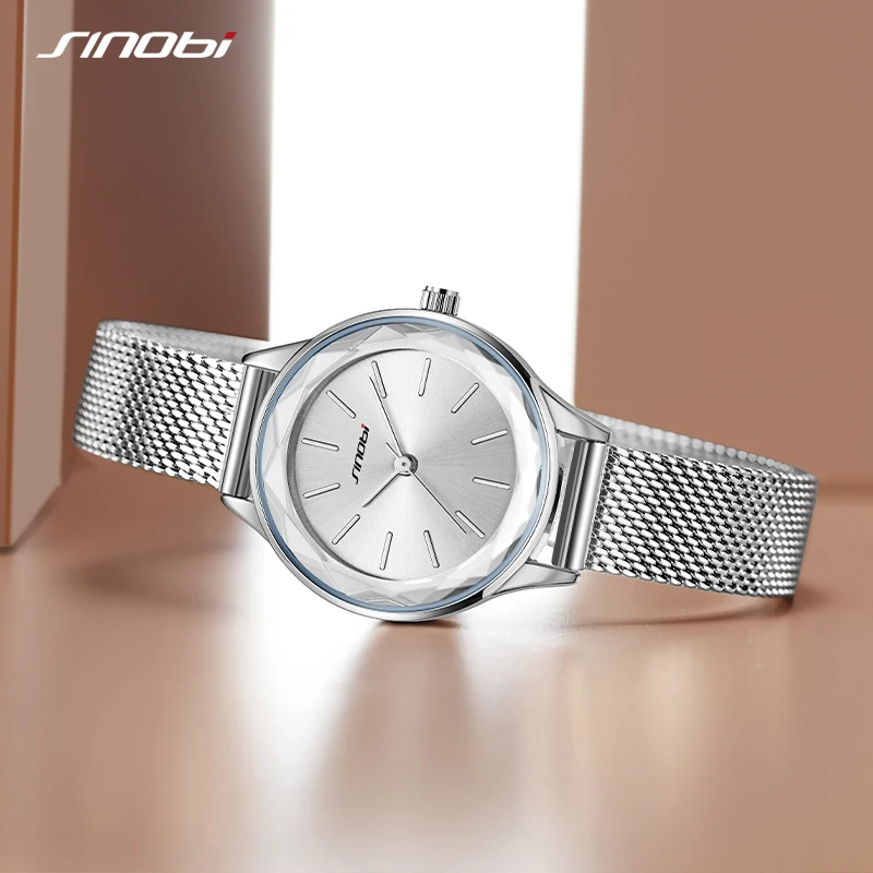 SINOBI Fashion Golden Women\'s Watch Top Luxury Woman Quartz Wristwatches Original Design Elegant Ladies Clock Relogio Feminino