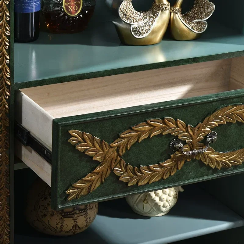 American Style Malachite Green Retro File Cabinet Study Storage Locker Decorative Multi-functional Bookcase Bookshelf