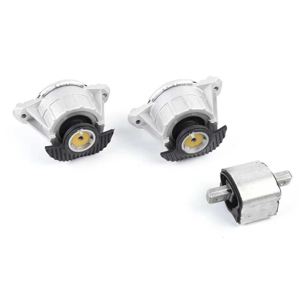 3PCS Front Left & Right Engine + Transmission Mount Set High-Quality Engine Motor Mount Fits For Mercedes-Benz C300 C350 E350