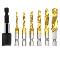 ABPP-7Pcs Combination Drill And Tap Bit Set 3-In-1 Coated Screw Tapping Bit Tool For Drilling Metric Thread HSS M3-M10