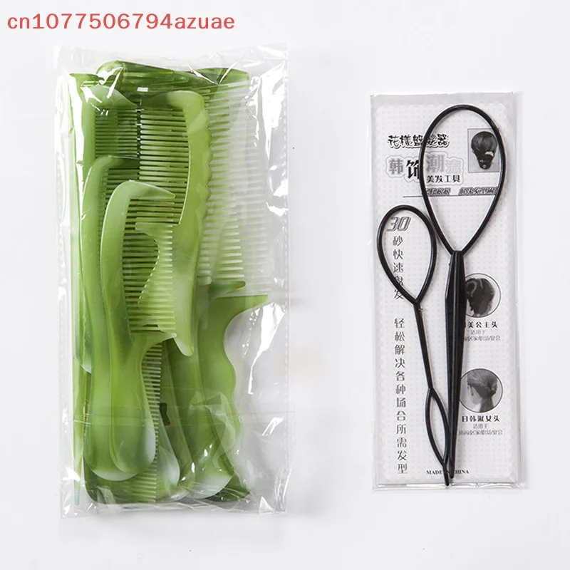 10 Pcs Green Hair Combs Set For Women And Men Hair Styling Tool, Coarse, Fine Dressing CombUniversal Box