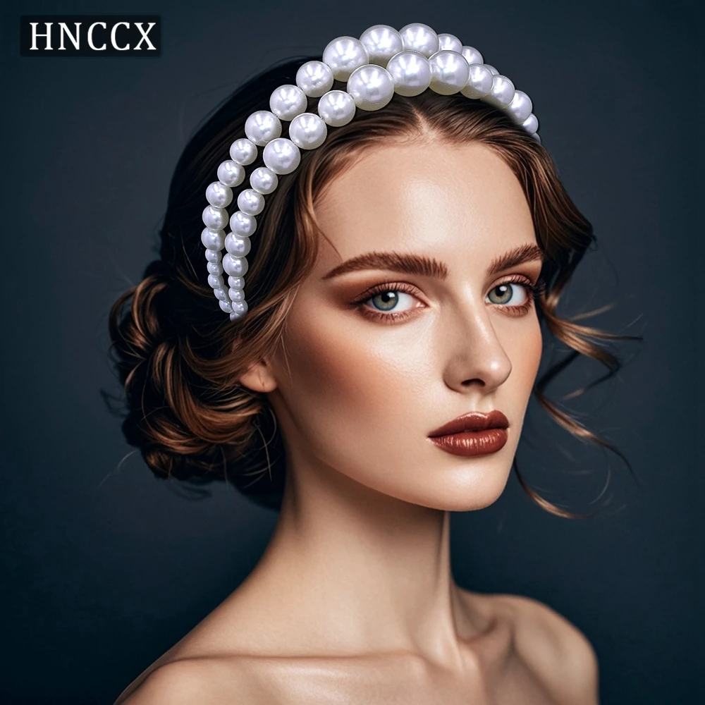 

HNCCX Handmade Big Pearls Headbands Fashion Hair Jewelry for Bride Wedding Hair Styling Women Girls Party Hair Accessories CP727