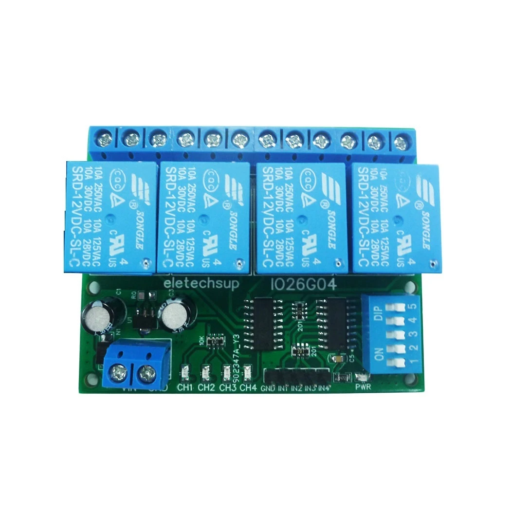 

4 Channel Delay Relay Module DIP Relay Switch Flip-Flop Latch Bistable Self-locking Interlock Power Conditioner