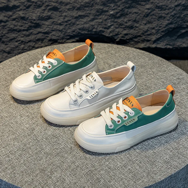 

GKTINOO 100% Genuine Leather Women Causal Shoes Female Spring Casual White Shoes Sneakers Flats Breathable Outdoors Footwear