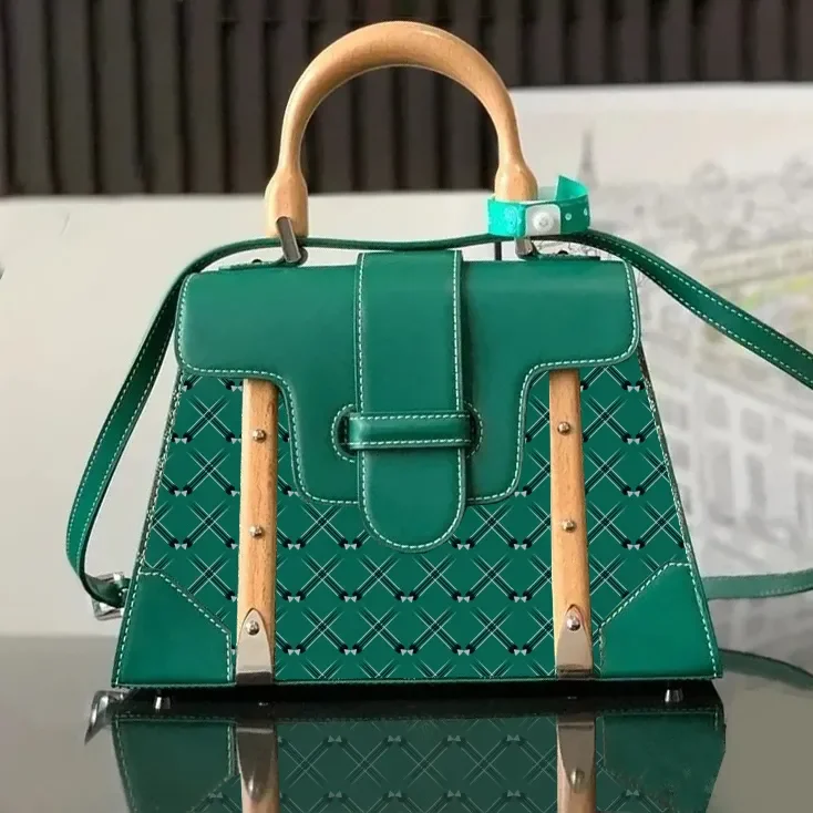 

10A Top designer bag handbag leather waterproof wooden handle style women's bag shoulder bag handbag crossbody bag