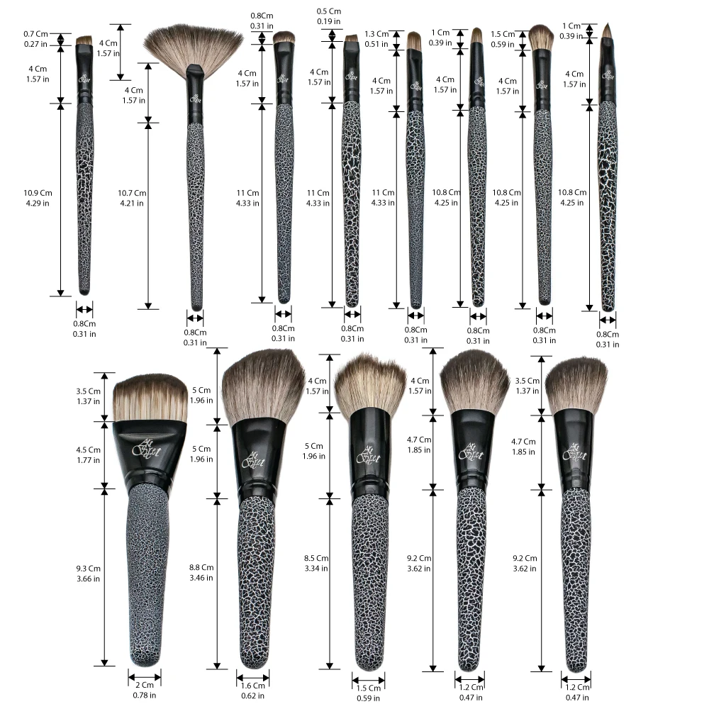 Conjunto de pincéis de maquiagem profissional, 13 peças, com bolsa de couro pu, cabelo natural-sintético, sombra, corretivo, base, pó