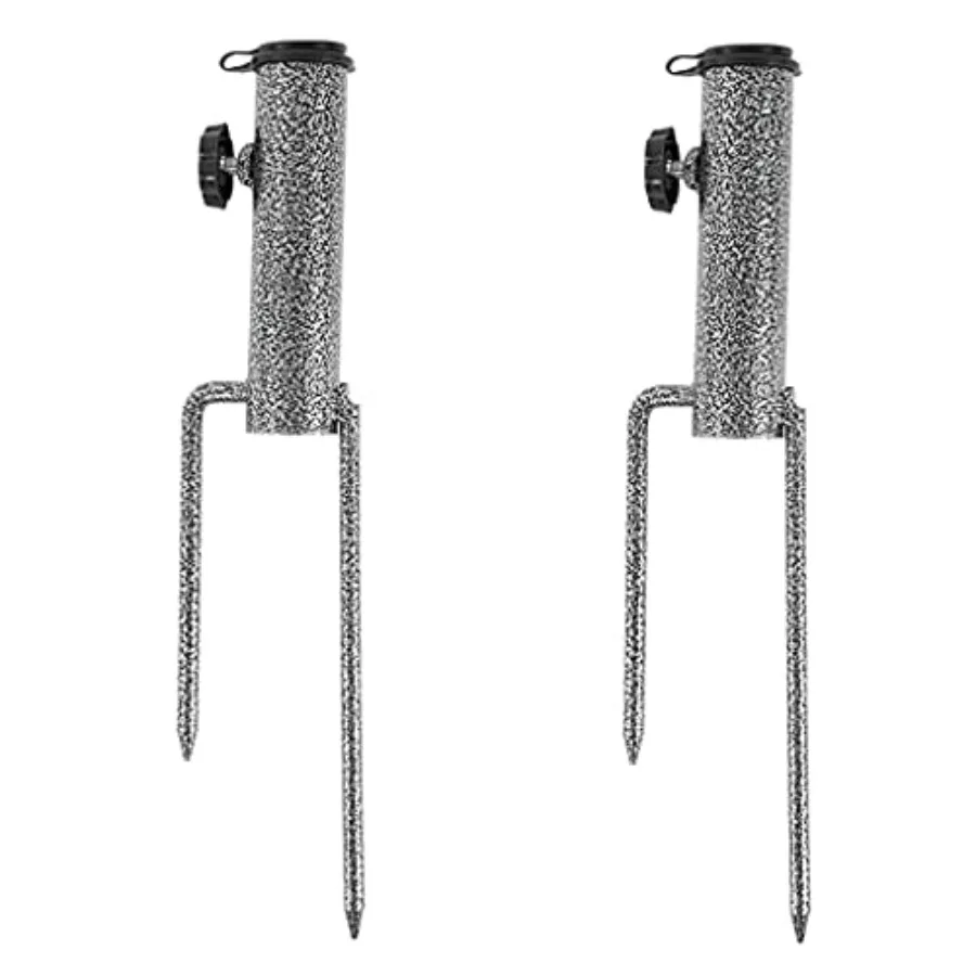 

2 Pieces Patio Umbrella Steel Anchor, Heavy Duty Beach Umbrella Stand, Ground Grass Screw Holder Stands with 2 Forks for Lawn,