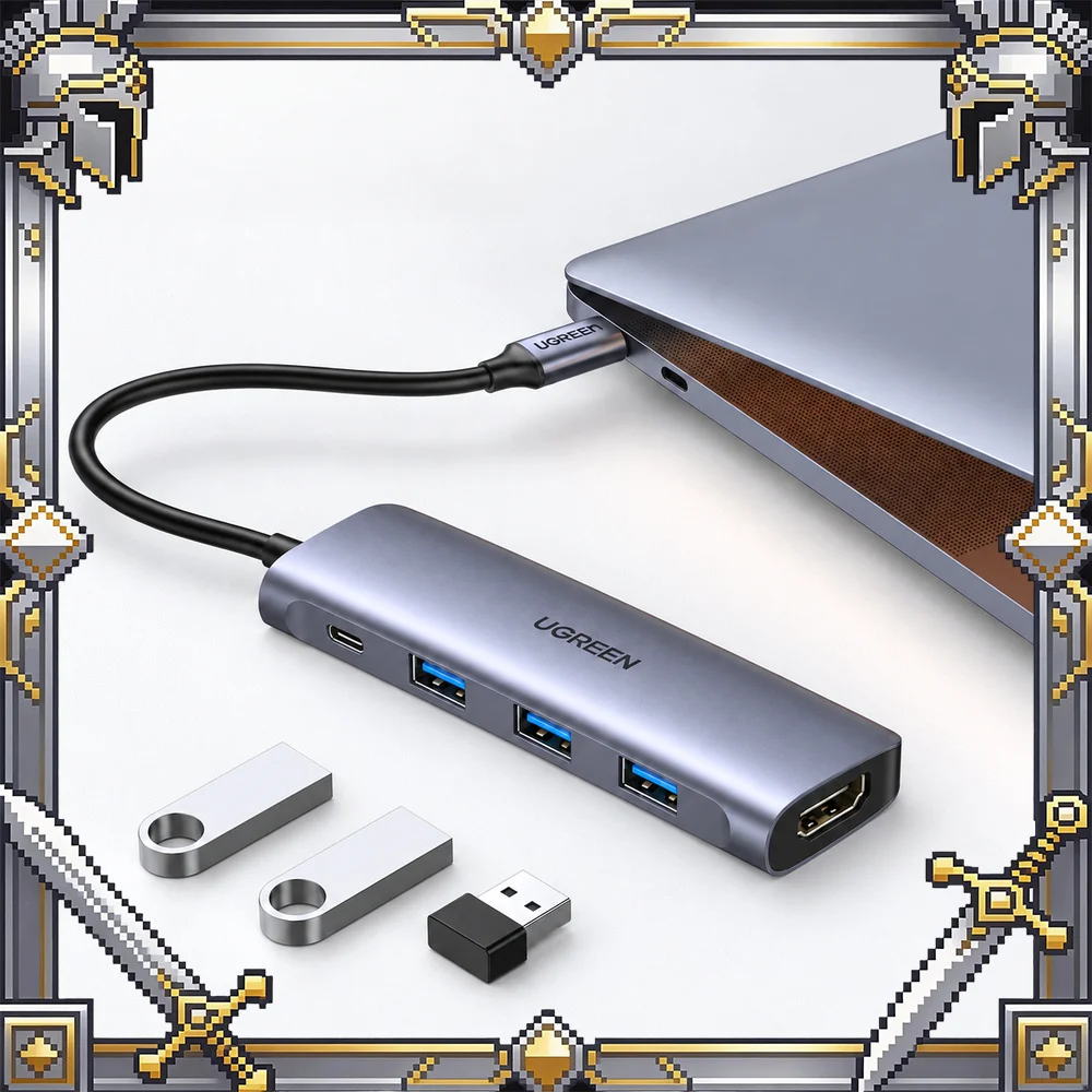 UGREEN CM136 70495 5-in-1 USB-C Hub, 4K 60Hz HDMI, 3 USB 3.0 Ports, 100W PD Charging Adapter for Laptop