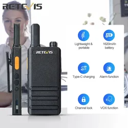 Retevis RT622P/RT22P Ultradunne 15 mm mini-walkietalkie Type-C FRS PMR446 16CH professionele draagbare tweewegradio