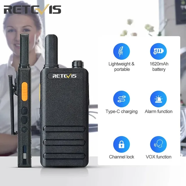 Retevis RT622P/RT22P Ultra-Thin 15mm Mini Walkie Talkie Type-C FRS PMR446 16CH Profesjonalne przenośne radio dwukierunkowe