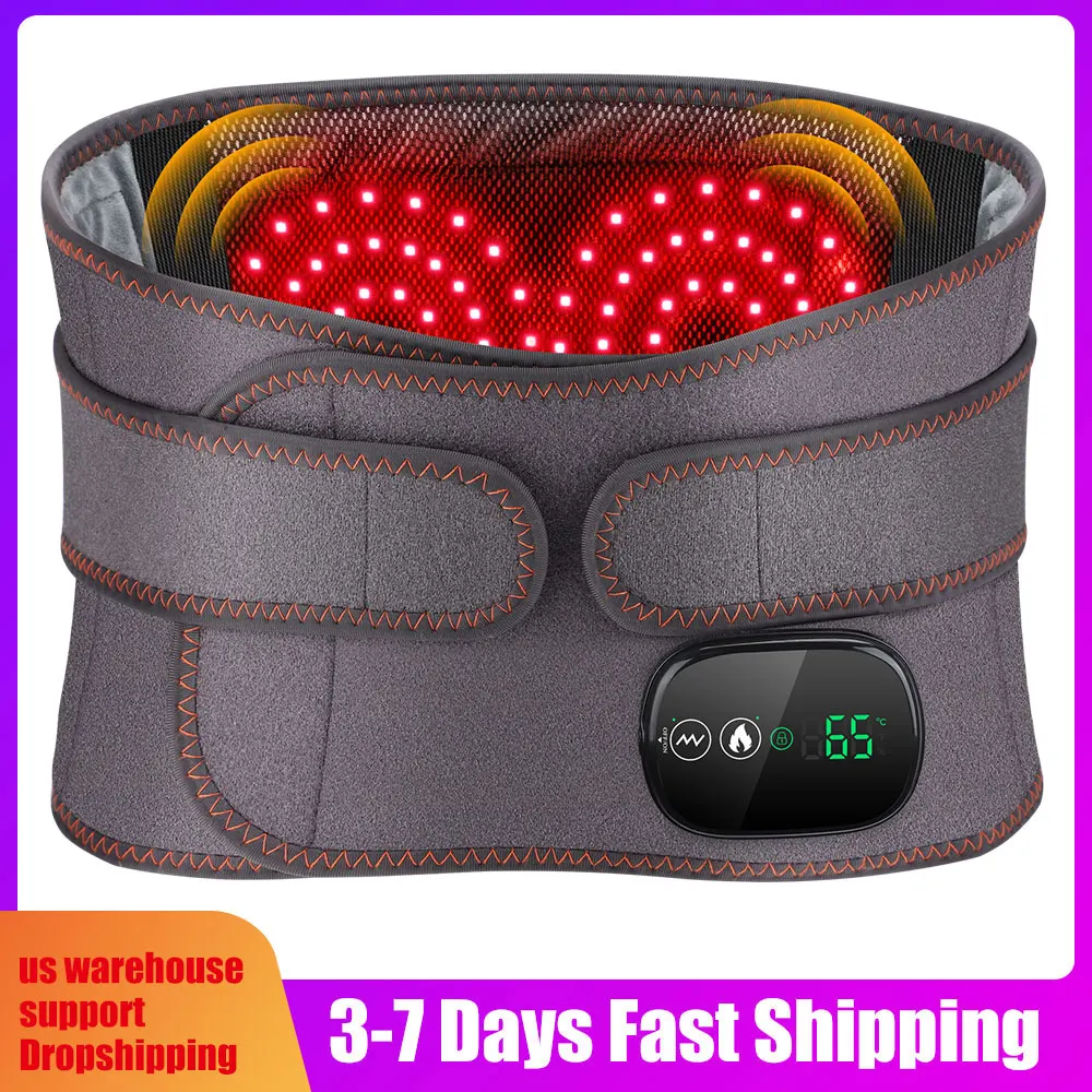 

Wireless Electric Heating Waist Massage Belt Red Light Vibration Lumbar Brace Spine Decompression Massager Back Support Belt