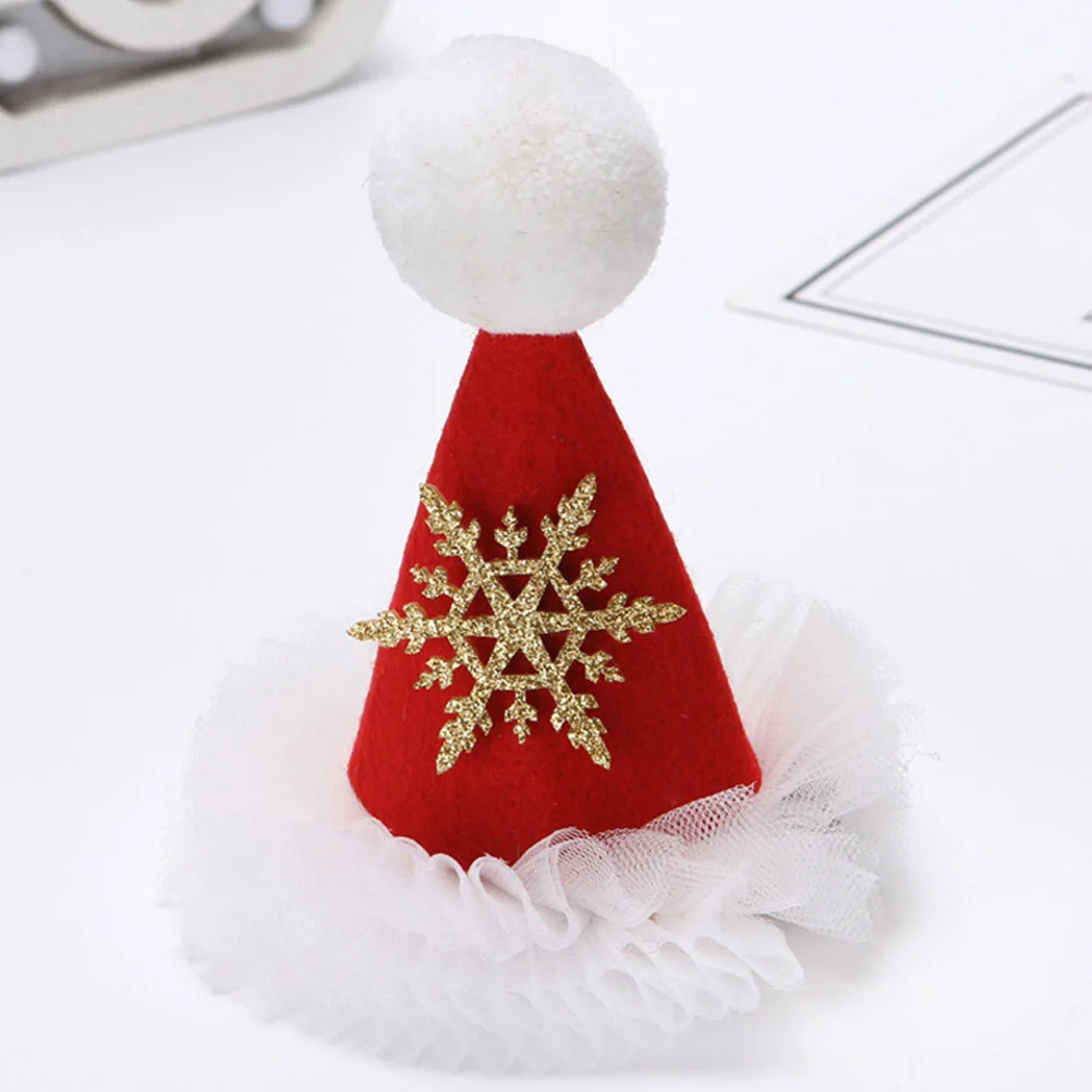 

4Pcs Christmas Clips Santa Hat Headdress For Headdress Red Cartoon Xmas Hairpins Lightweight Easy Gifts