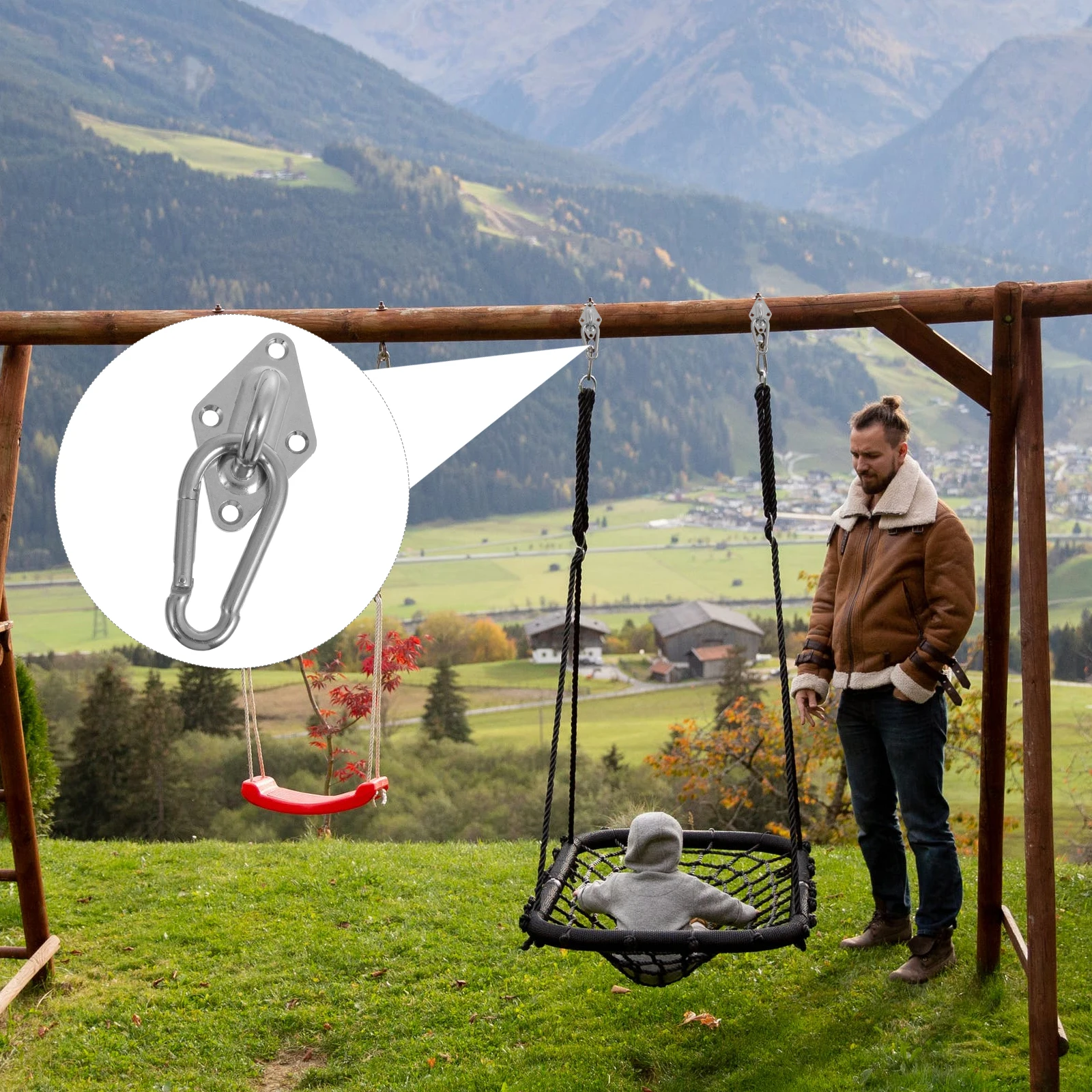 

Stainless Steel Hammock Swing Hooks Replacement Spring Buckle Durable AntiRust Fitness Equipment Use