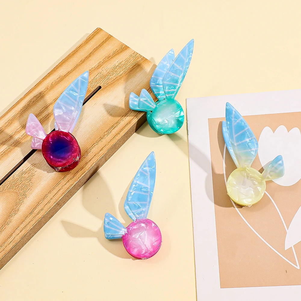 Cute Navi Fairy Wing Hair Claw Clip, Transparent Teal Elf Wing Shark Hair Clip, Kawaii Anime Game Hair Holder Accessories