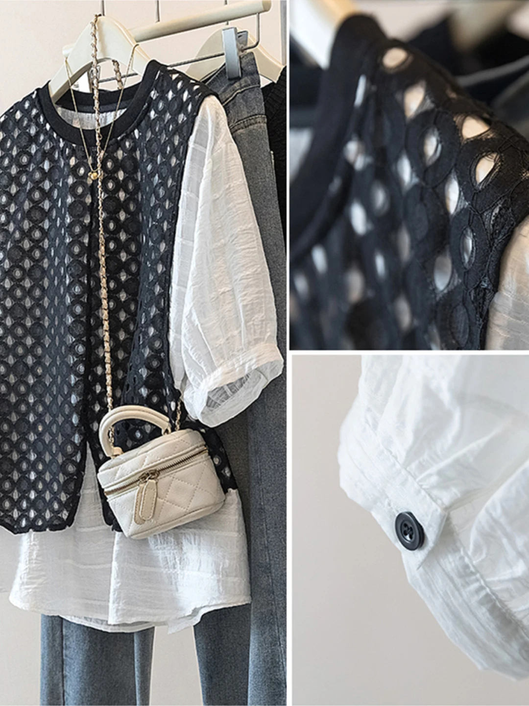 

Lace Splice ort Sve Women's irt Summer Faionable Loose Design Casual round Ne Top Large Size Commute Sle