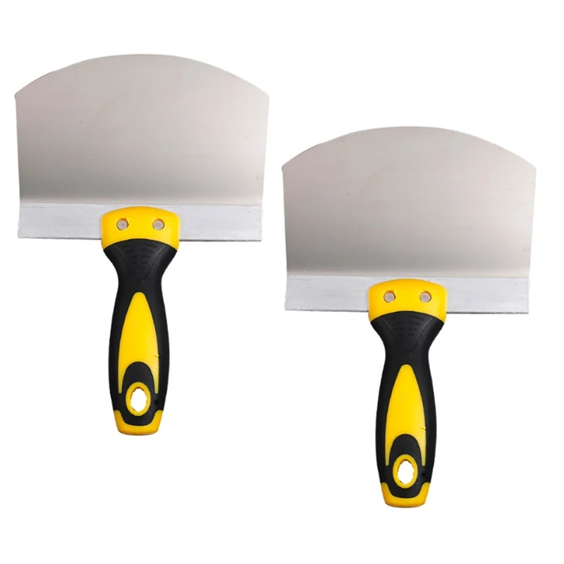 2 Pack Stainless Steel Putty Knife Wall Paint Plaster Trowel Arc Ash Shovel Paint Feed Filling Scraper Blade Spatula