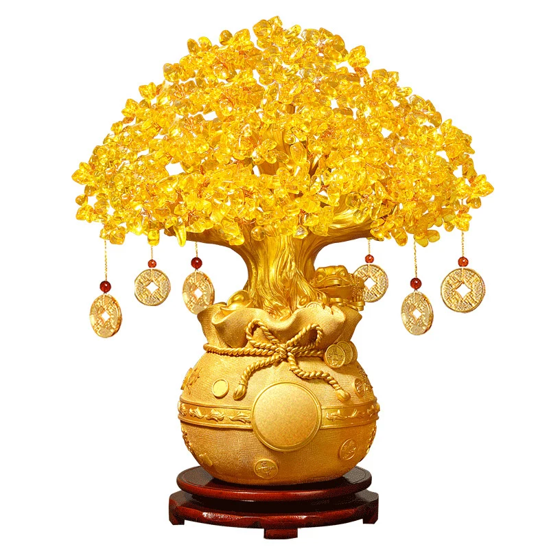 

Citrine Pachira Macrocarpa Ornament Decoration Home Living Room TV Wine Cabinet Opening Gifts Shop Money Tree Crafts