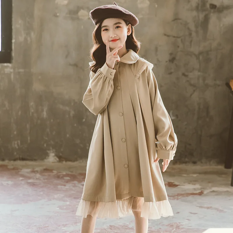 ZOETOPKID 2026 Autumn Spring Kid Girls Long Sleeve Princess Dress Teenager Lace Jacket Dresses Cloak Children's Clothing
