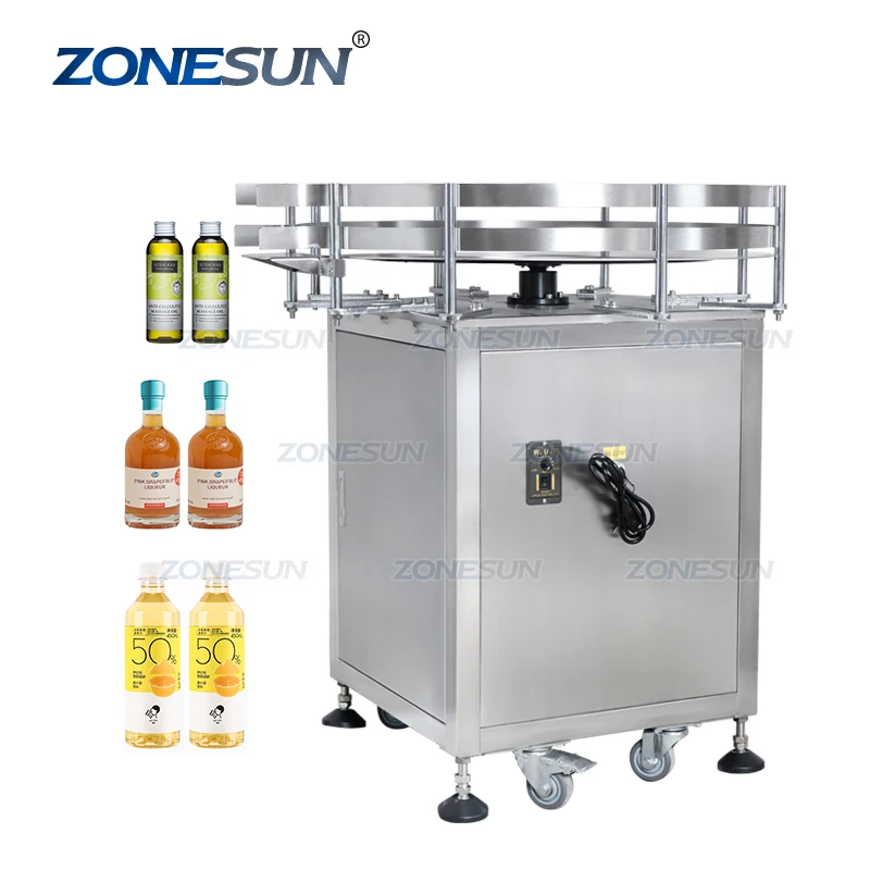 

ZONESUN Automatic Round Rotating Plastic Glass Bottle Collecting Machine Food Packaging Sorting Turntable Machine for Unscramble