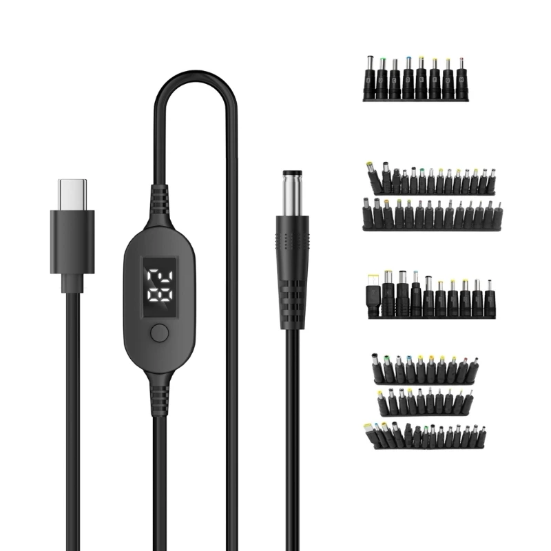 140W USB C to DC Power Boost Cable Type C to 5V 9V 12V 15V 20V 28V Adjustable Voltage Adapter Connector Cord for Laptop Router