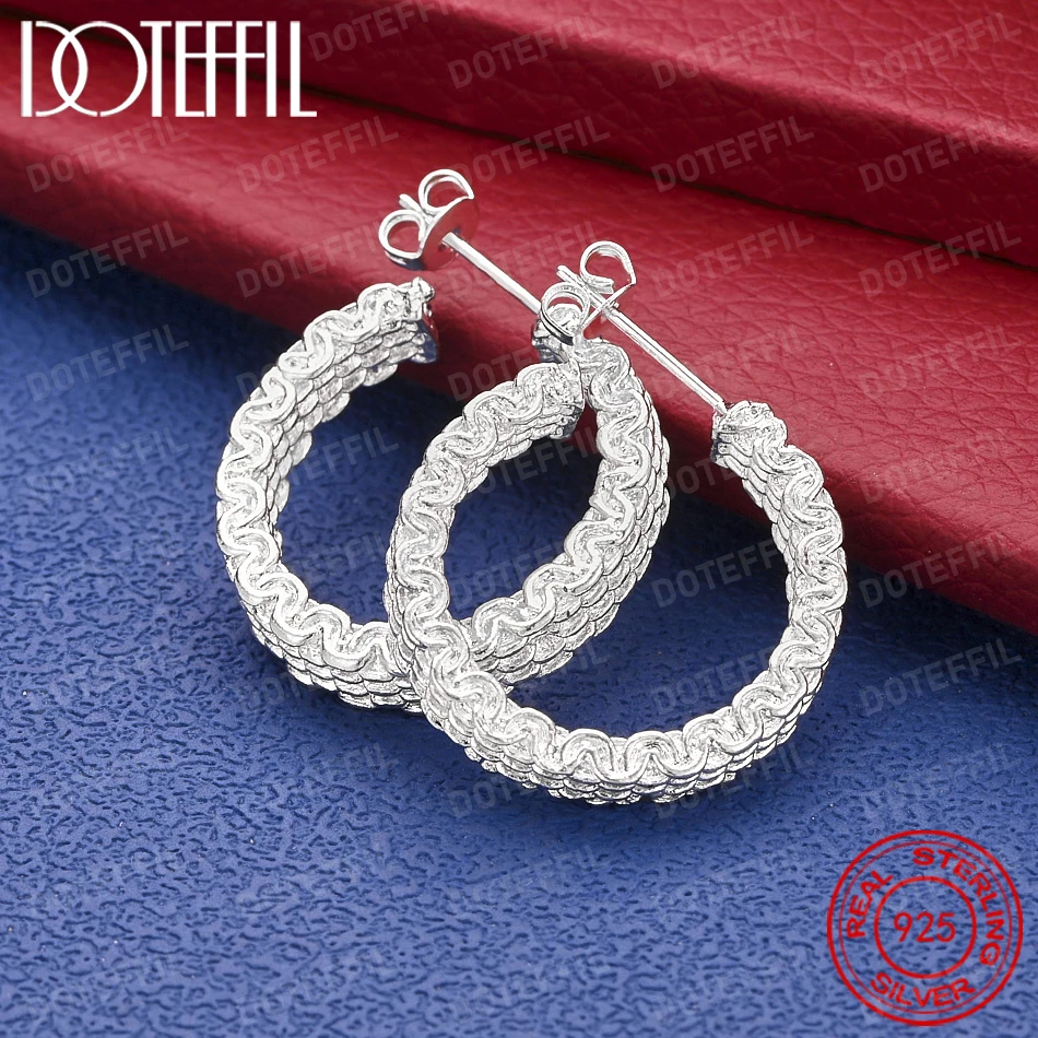 Statement Earrings Oversized - 925 スターリングシルバー絶妙なツイストブレードラージフープイヤリング女性用、ファッショナブルなパーティーウェディングジュエリーパーティーギフト