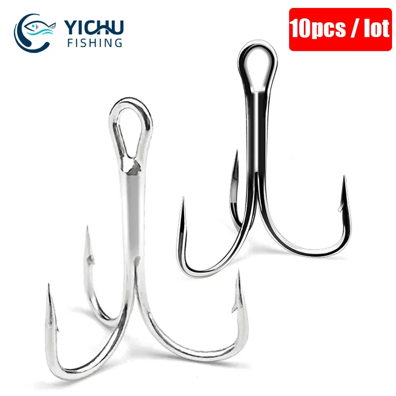 10 Pcs/Lot Fishing Tackle Super Sharp High Carbon Treble Hooks Fishing Accessories
